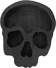 Garneck Skull Head Wooden Serving Bowl Halloween Fruit Tray Snack Platter Candle Holder Unique Skull Design for Parties Celebrations for Appetizers Desserts