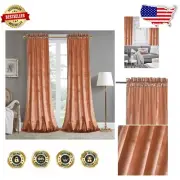 108" Room Darkening Peach Rose Velvet Curtains - Noise Reducing Decor (2 Panels)