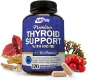 Thyroid Support Complex with Iodine + BioPerine - 120 Vegetarian Capsules Natura