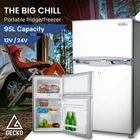 GECKO 95L Portable Upright Fridge Refrigerator 12V/24V Caravan Motorhome Silver