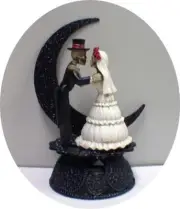 Day of the DEAD Halloween Wedding Cake Topper Funny Skeleton Bride Groom top
