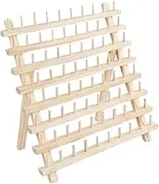 Colaxi Sewing Thread Rack, Durable Cones Stand Shelf Space Saving Sturdy Wooden Thread Holder Sewing Organizer for Hair Braiding Sewing Embroidery , 80 Spool