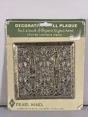 Pearl Maid Decroative Double Switch Plate Cover - Metal 3D Flowers - New
