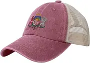 [Generic] National Emblem of Latvia Cowboy Mesh Baseball Cap for Latvian Man Woman Outdoor Adjustable Denim Hat
