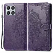 PU Leather+TPU Phone Cover for Honor X8 4G Stand Wallet Phone Case with Embossed Mandala Pattern