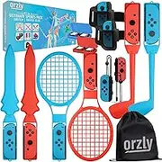 Orzly Switch Sports Games 2023 Accessories Bundle Pack for Nintendo Switch & Switch OLED with Tennis Rackets, Golf Clubs, Chambara Swords, Soccer Leg Straps & Joycon Grips - With Carry Bag