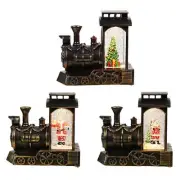 Glowing Snow Globe Lantern Train Sculpture Window Snow Floats Christmas Lamp