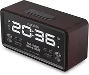 Inscabin W20B DAB/DAB+ FM Digital Alarm Clock Radio Large Screen Portable Wireless Bluetooth Speaker Beautiful Design for Bedroom Kitchen Office (W20B Black Walnut)