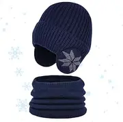 Boys Hat and Scarf Set | Knitted Scarf and Outdoor Sports Hat - Cold Weather Thickening Beanie Scarf for Travel Or Hiking, Walking The Dog Puchen