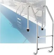 Swimming Pool Ladder,Stainless Steel Pool Step 2/3 Steps, Easy Climbing Pool Step with Curved Handrails for Swimming Pool Water Park Fish Pond(2-Steps1.5mm)