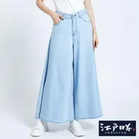 在飛比找momo購物網優惠-【EDWIN】江戶勝 女裝 紮染花牛仔褲裙(漂淺藍)