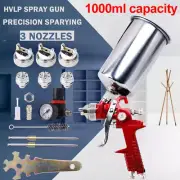 3 Nozzles HVLP Air Spray Gun Kit Auto Paint Gun Primer Detail Clearcoat Painting