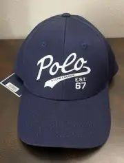 NEW Polo Ralph Lauren Hat Cap Snap Back Fragances 67 Script Spellout Navy Blue