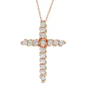1 CT. T.W. Natural Diamond Cross Pendant in 14K Rose Gold
