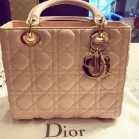 在飛比找Yahoo!奇摩拍賣優惠-【日本二手】Dior 粉色Lady Dior 中款5格小羊皮