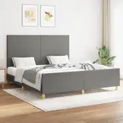 Bed Frame without Mattress Dark Grey 152x203 cm Queen Fabric vidaXL