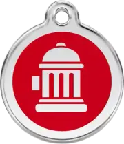 Red Dingo Fire Hydrant Red Tag - Lifetime Guarantee - Cat, Dog, Pet ID Tag Engra