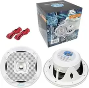 Kit Set for LANZAR AQ6CXW 2 White 2-Way Speakers 200 Watt RMS 400 Watt Max 19.5 cm 6.5 Inch Motorhome Sea Swimming Pool Boat Restaurant Hotel Waterproof per Pair