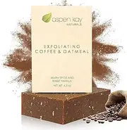 Aspen Kay Naturals Coffee & Oatmeal Exfoliating Soap, Natural and Organic Ingredients. A Wonderful Exfoliating Body Soap, For Men & Women. GMO Free. 4.5 oz Bar (1 Pack)