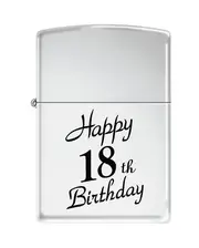 Zippo Lighter - Happy 18th High Polished Chrome