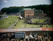 Horse Racing Paddock scene at Goodwood Racecourse Old Historic Photo 1