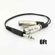 6.35mm 1/4" Stereo Male To 2 XLR Female 3 Pin Microphone Adapter Audio Cable 6FT