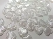CraftbuddyUS 50psc Acrylic 10mm Flatback White Pearl Heart Gem Topper Craft DIY