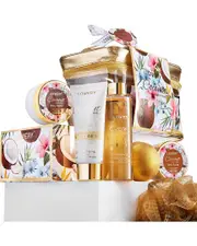 Lovery Coconut Bath And Body Gift Set, 8pc Body Care Kit in Travel Cosmetic Bag