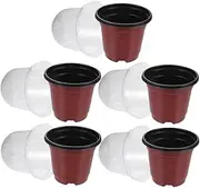 Generic 5pcs Set Nursery Pots with Humidity Dome Compact Planter Set with Drainage for Gardening Sunlight Protection Enhanced Airflow for Healthy Plant Growth