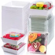 100 Pack 4x4x2.55 Inches Charcuterie Boxes with Clear lids Bakery Boxes Cookie