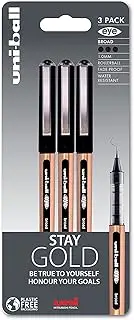 uni-ball On Point ‘Stay Gold’ Eye Broad Rollerball Handwriting Pens 3 Pack in Black Ink