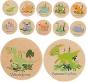 ERINGOGO 24pcs Wooden Dinosaur Memory Matching Game Educational for Enhances Memory Concentration for Preschool Learning Engaging Animal Matching Fun