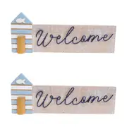 2x LVD Fir Wood/Iron Welcome House Sign Home/Room Tabletop Decoration 30x11.5cm