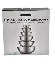 Servappetit 6-piece Stainless Steel Nesting Mixing Bowls New In Box