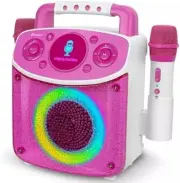 Kids Karaoke Machine with Microphone Singing Machine Pink