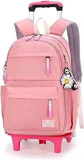 [Armbq] Rolling Backpack,Backpack with Wheels,Kids Roller Backpack for Girls Boys Travel Bag with Wheels Trolley Bookbags, A-pink Two Wheels, Two Wheels, Modern