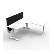 1500Mm Corner Workstation With Screen Natural White And White