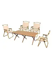 [Levede] Folding Camping Table Chair Set in Beige
