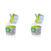 2x Chicco 3 Phase System Powder Milk Dispenser Baby Formula Container Green