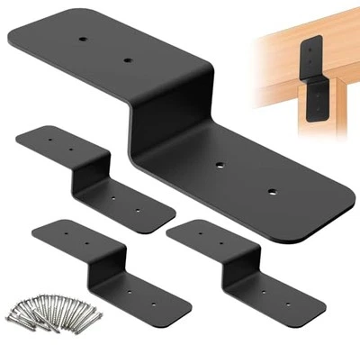 4 Piece Heavy Duty Steel Z Bracket 6" Post and Beam Support, Double Angle