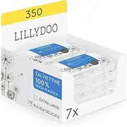 LILLYDOO Cleaning Wipes 350 Pieces (7x50) 100% Plastic Free XL 99% Water