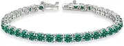 [GemStar USA] Sterling Silver 4mm Round-Cut Classic Bracelet Made with Swarovski Crystals