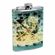 Salvador Dali Galatea Spheres Flask D72 8oz Stainless Steel Drinking Whiskey