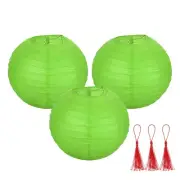 3 Pcs Grass Green Round Paper Lanterns 10 Inch Paper Lantern Party Decorations