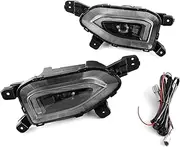 LED DRL Daytime Running Light Front Fog Lamps with Turn Signal Assembly Accessories Compatible With Hyundai Kona 2018 2019 2020