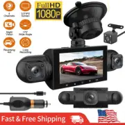 HD 1080P Dash Cam Car Dual Lens Front/Rear/Inside Video Recorder Camera G-sensor