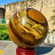 1.82LB Natural Tiger Eye stone ball quartz crystal ball Reiki healing