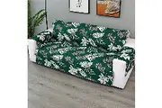 1 Seat Sofa Cover Quilted Couch Covers Lounge Pet Protector Slipcovers Dark Green Leaves