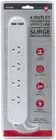 4 Outlet PowerBoard 2 USB With Surge Surge Protector PowerBoard Lead 1M