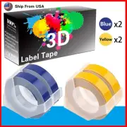 (2Blue+2Yellow) LabelTape Fit For Dymo 814580 Dymo 20008CP Label Makers